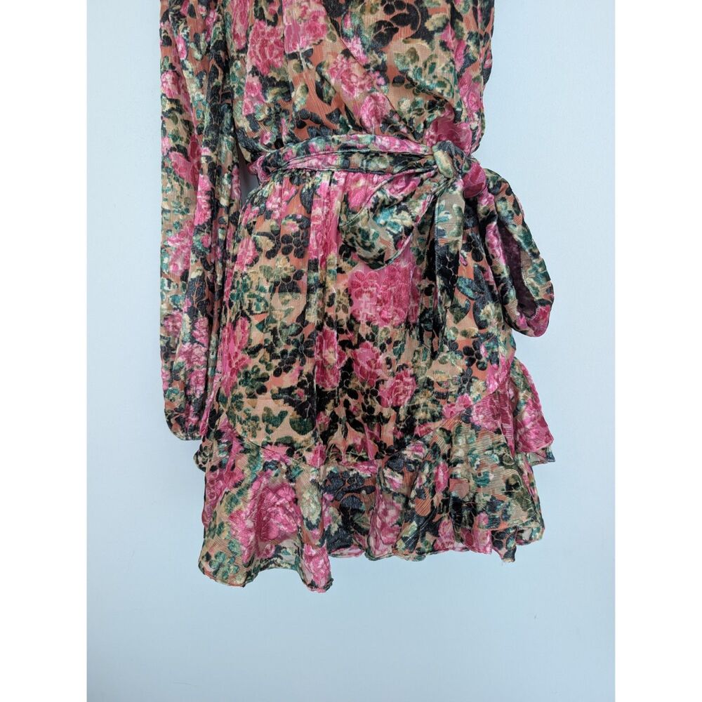 Hemant & Nandita Pakhi One Shoulder Mini Dress Floral Ruffle Hem Sz S $461 - Picture 13 of 16